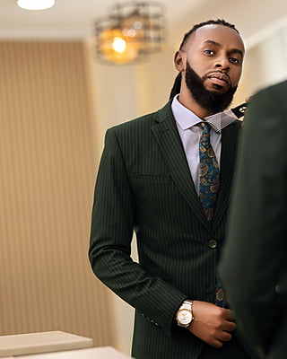 Forest Green Pinstripe Suit