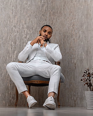 White Pinstripe Suit